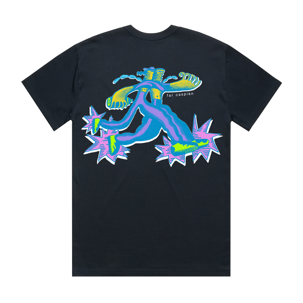 Far Caspian Runner t-shirt bleu marine dos imprimé