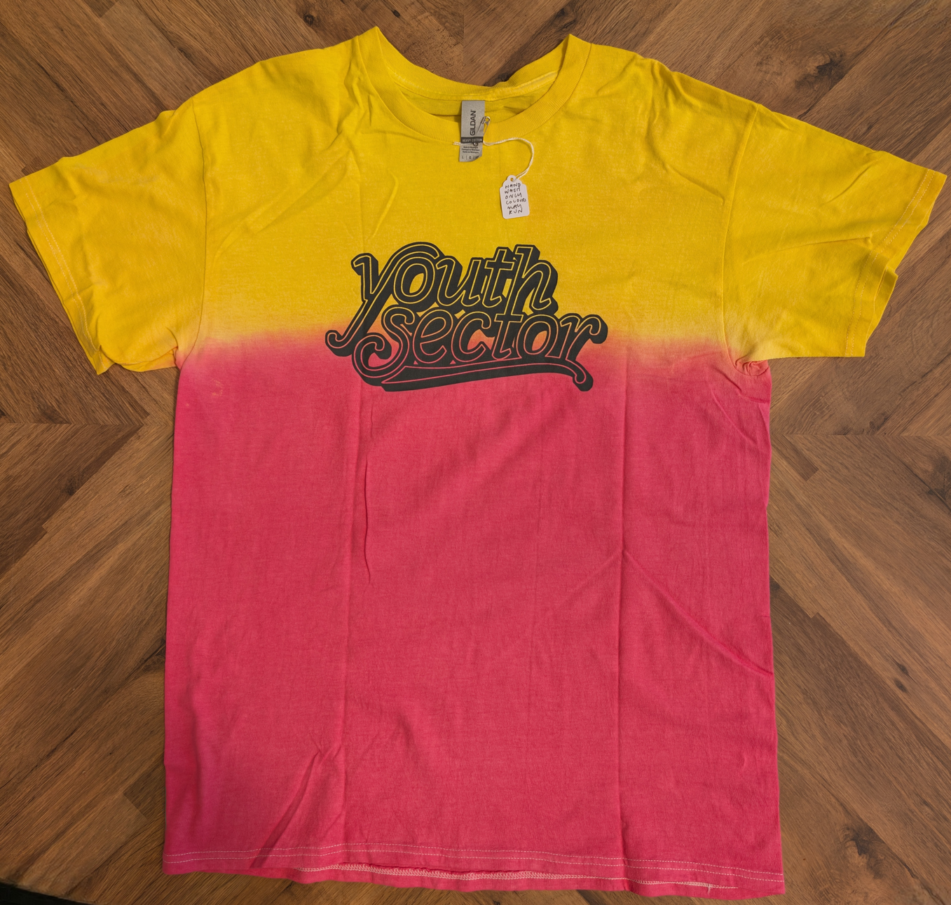 Youth Sector Dip-Dyed Logo Design T-shirt Taille M Coton