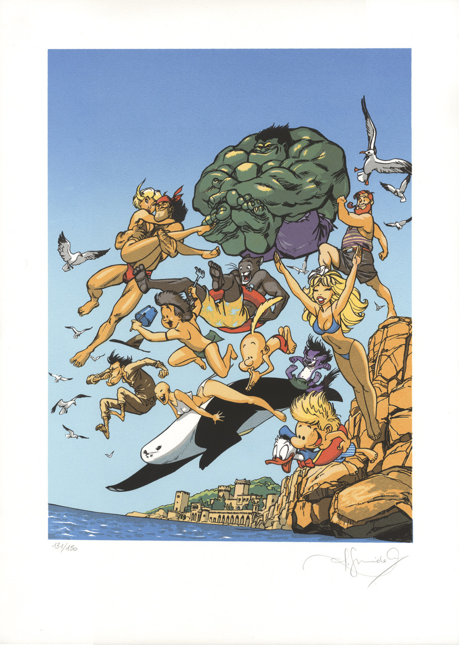 Attakus Guarnido Le Plongeon des héros sérigraphie 38x58