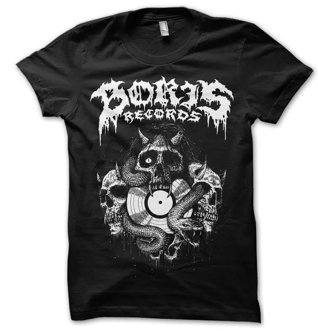 Boris Records T-Shirt logo t-shirt coton noir manches courtes