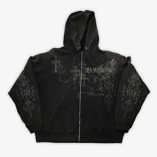Dea Matrona Zip Hoodie Sweat noir à capuche
