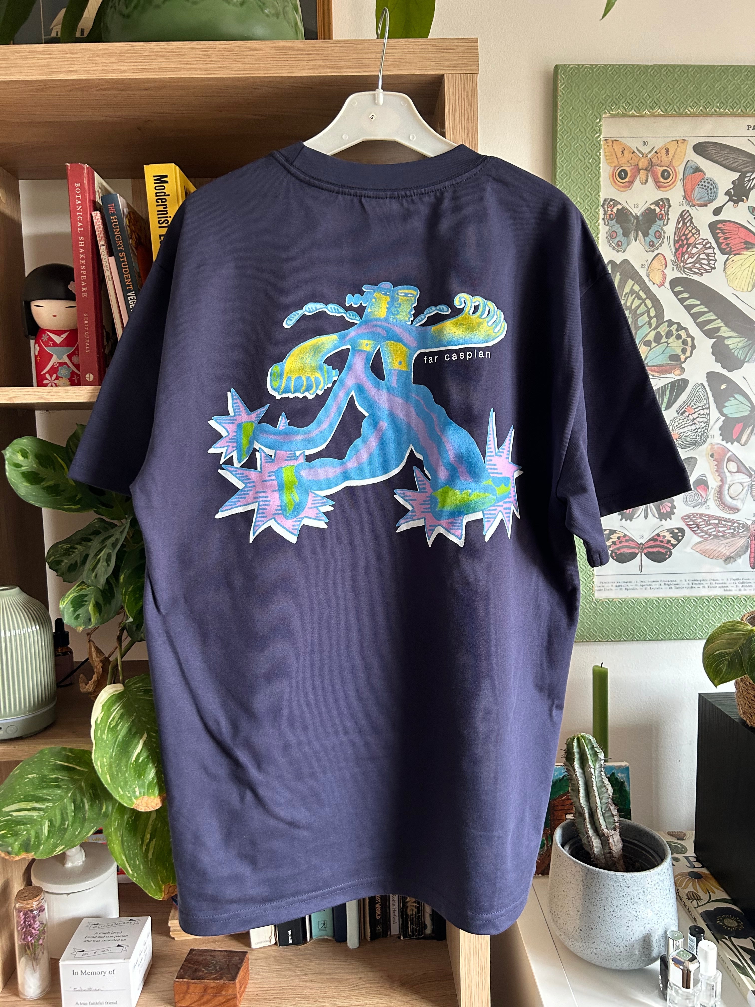 Far Caspian Runner t-shirt bleu marine dos imprimé