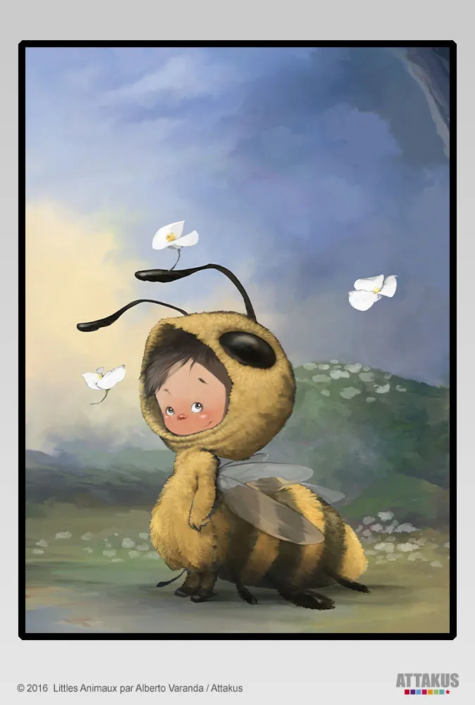 Attakus Littles Petit cadre abeille noir 18 x 24 cm