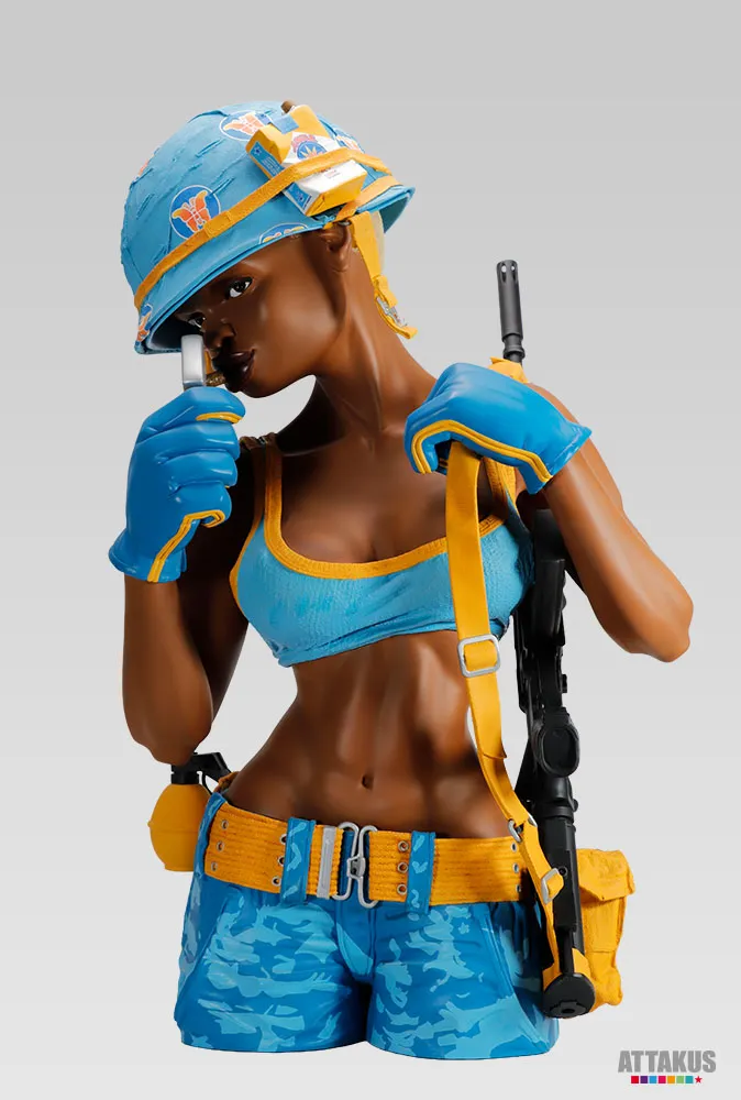 Attakus Prestige Full Métal Pépette bleue statue résine 80 cm