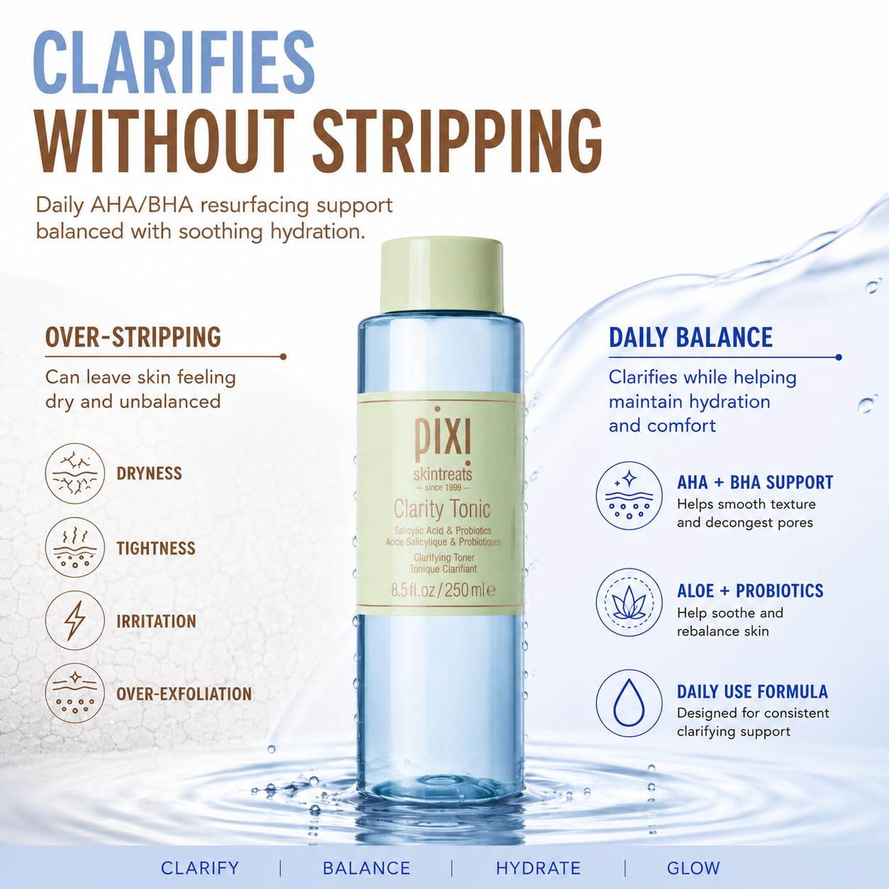 Pixi Clarity Tonic lotion visage AHA BHA 100 ml