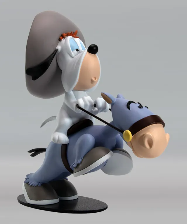 Attakus Prestige Droopy sur son âne figurine grande taille résine