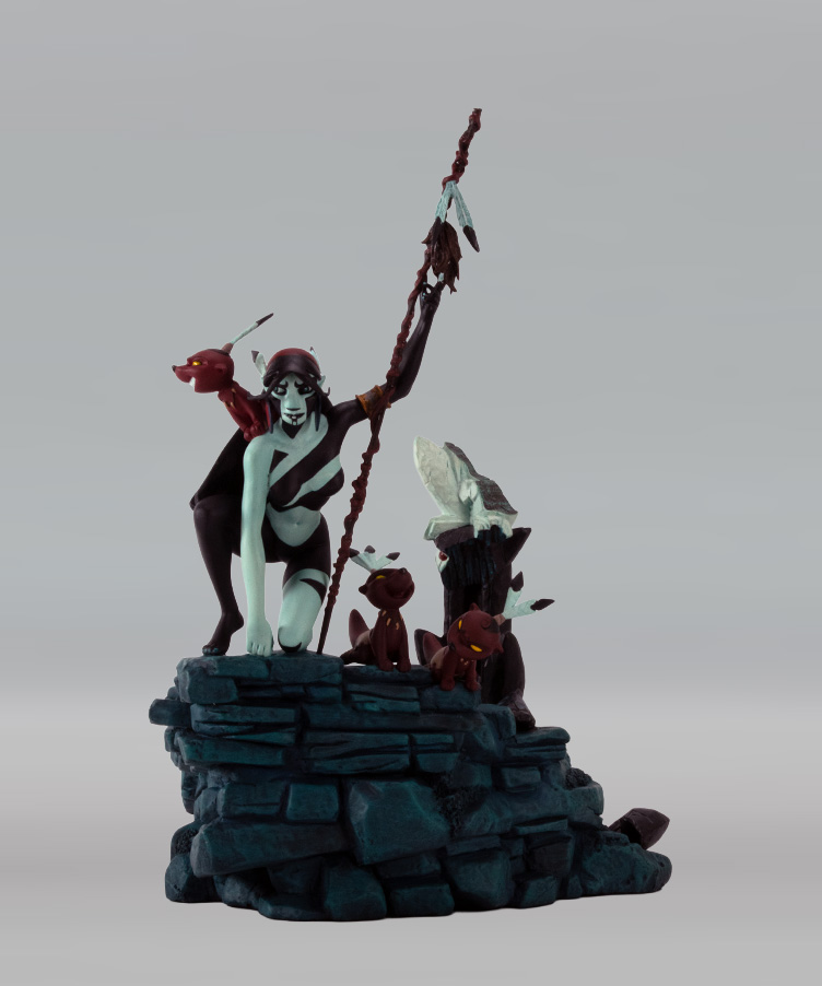 Attakus Luuna rocher version nuit HC15/15 statue 25 cm