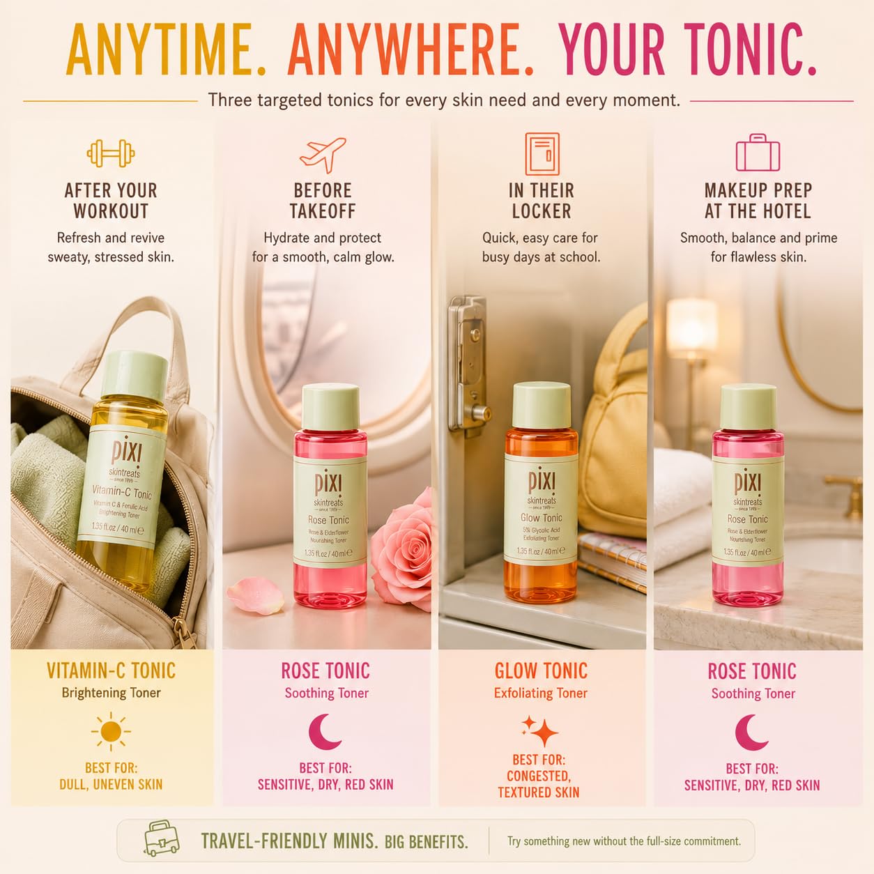 Pixi Glow Tonic trio lotion visage coffret 3 toniques