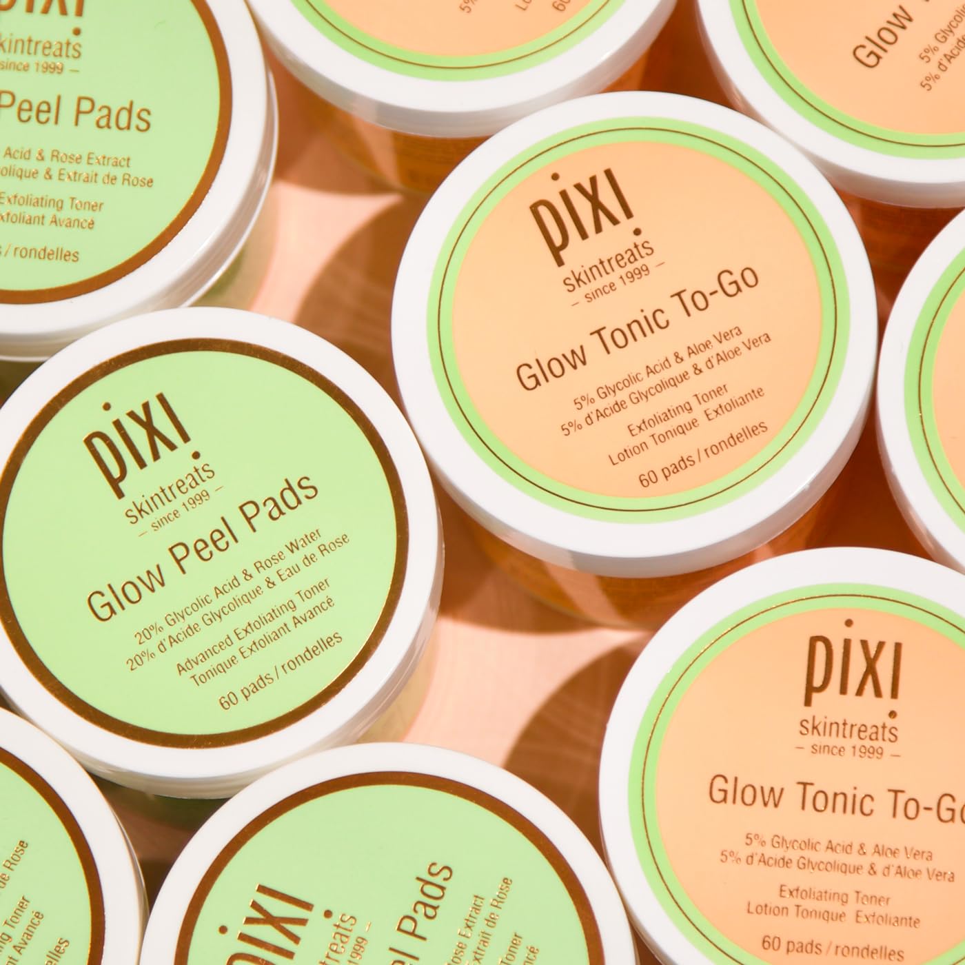 Pixi Glow Tonic To-Go lotion éclat disques exfoliants