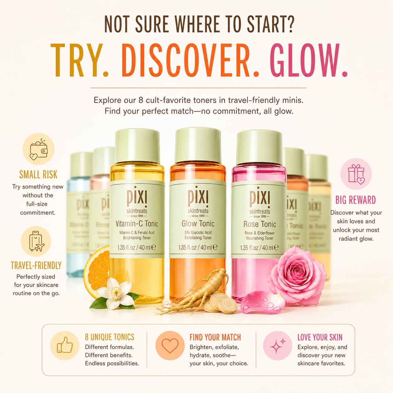 Pixi Glow Tonic trio lotion visage coffret 3 toniques