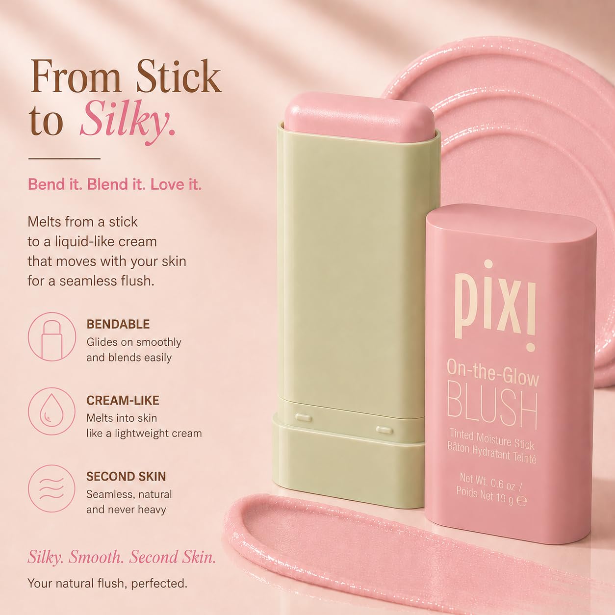Pixi On-the-Glow Blush stick joues Fleur 19 g hydratant