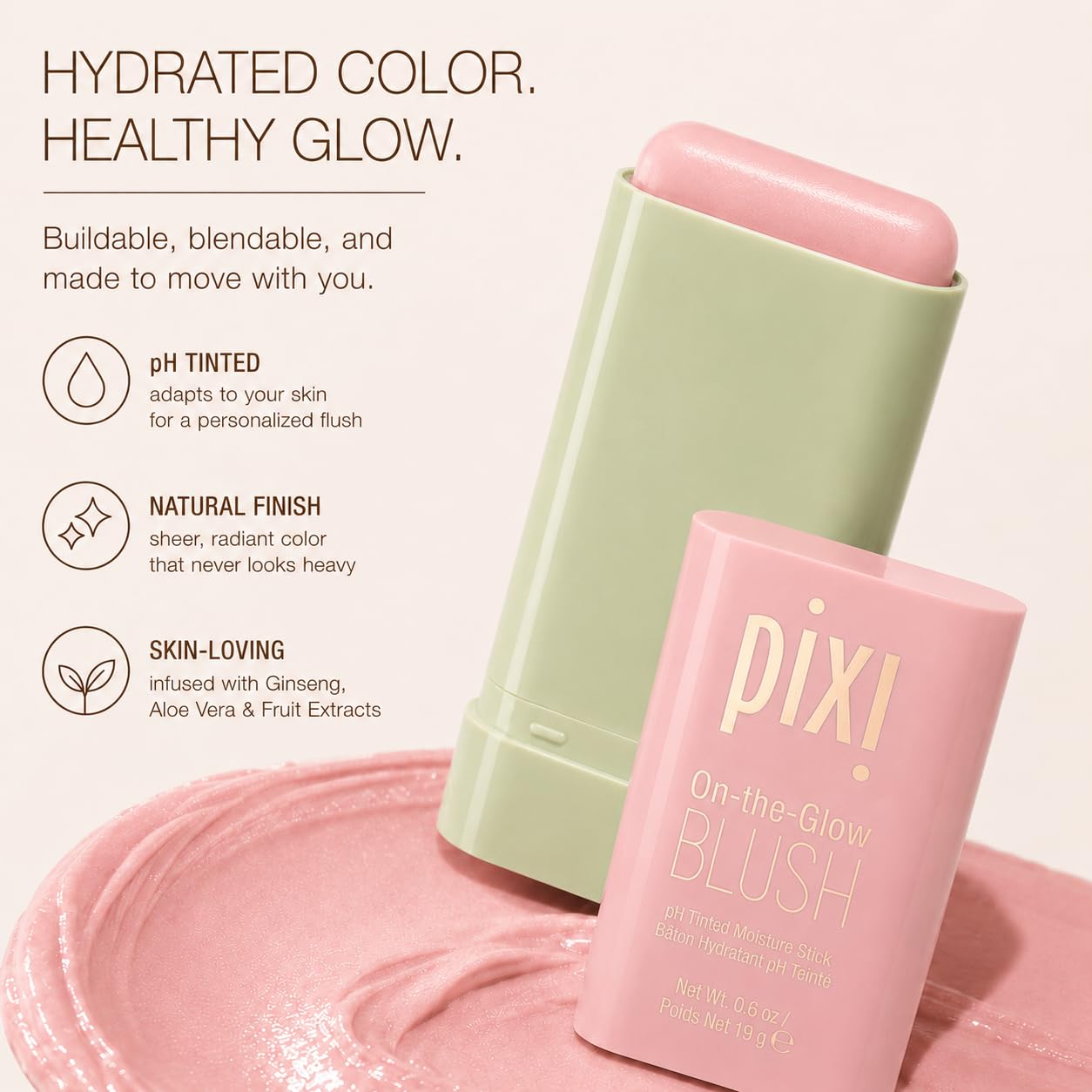 Pixi On-the-Glow Blush stick joues Fleur 19 g hydratant