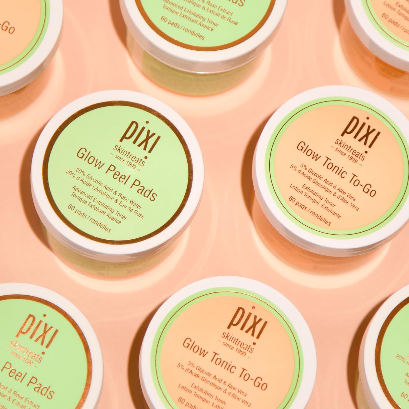 Pixi Glow Tonic To-Go lotion éclat disques exfoliants