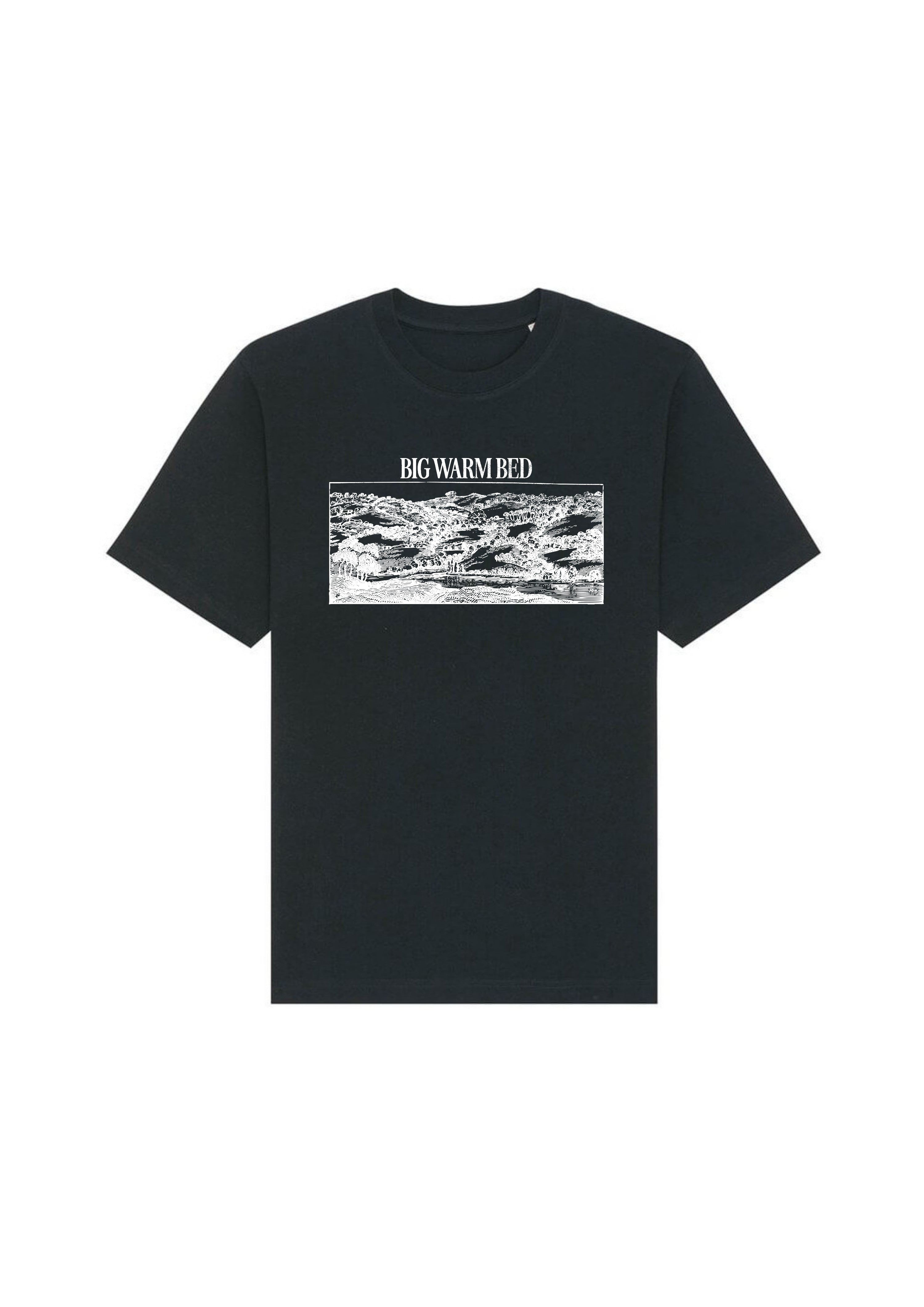 Big Warm Bed Landscape t-shirt noir imprimé paysage