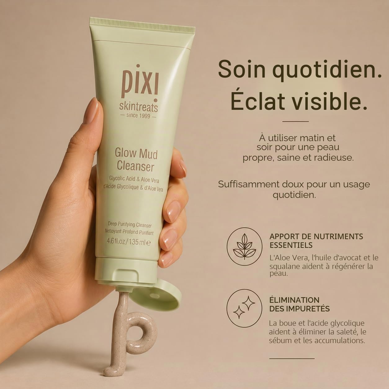 Pixi Glow Tonic Glow Mud Cleanser Nettoyant Visage 135ml