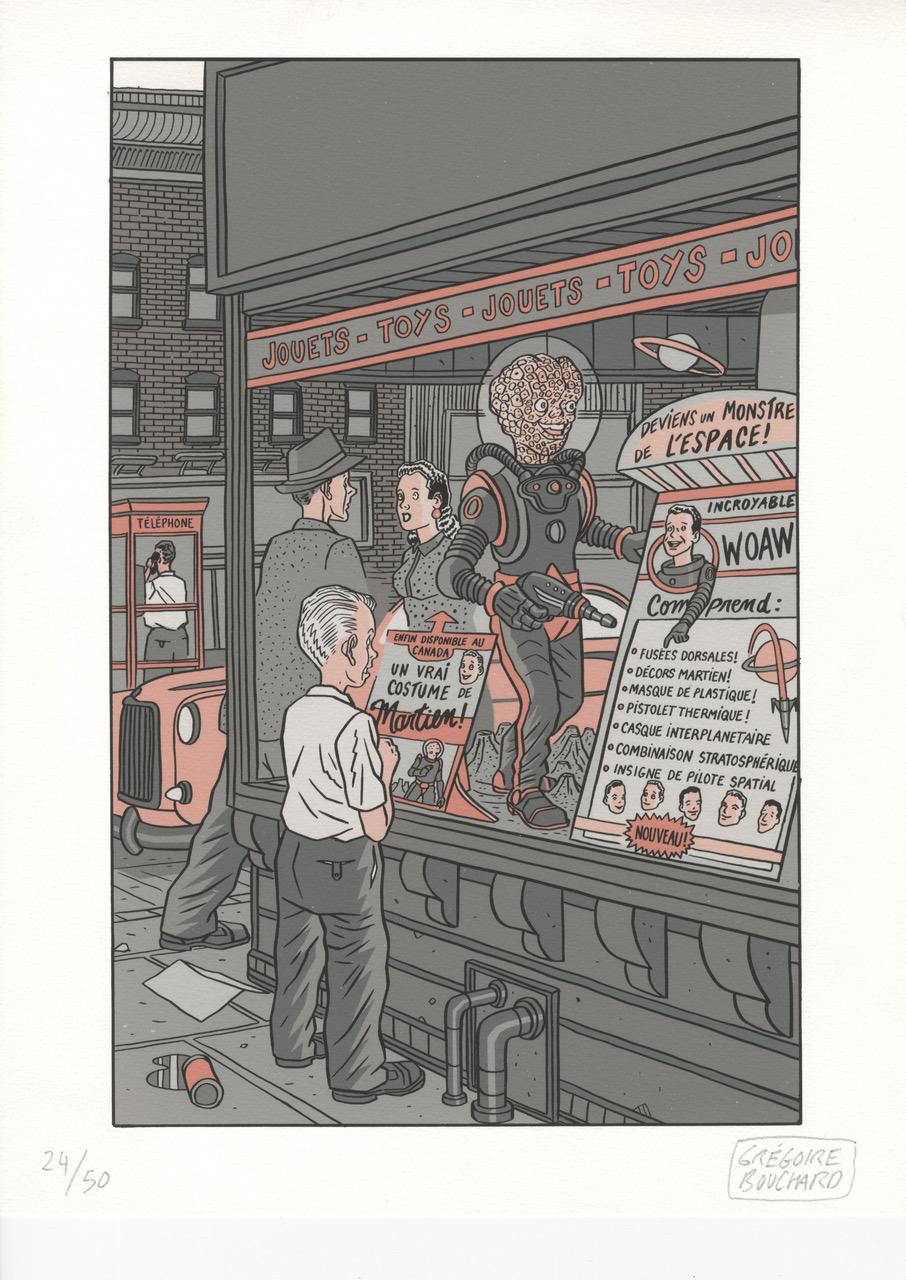 Attakus Bouchard Vers les mondes lointains affiche 30 x 40 cm signée