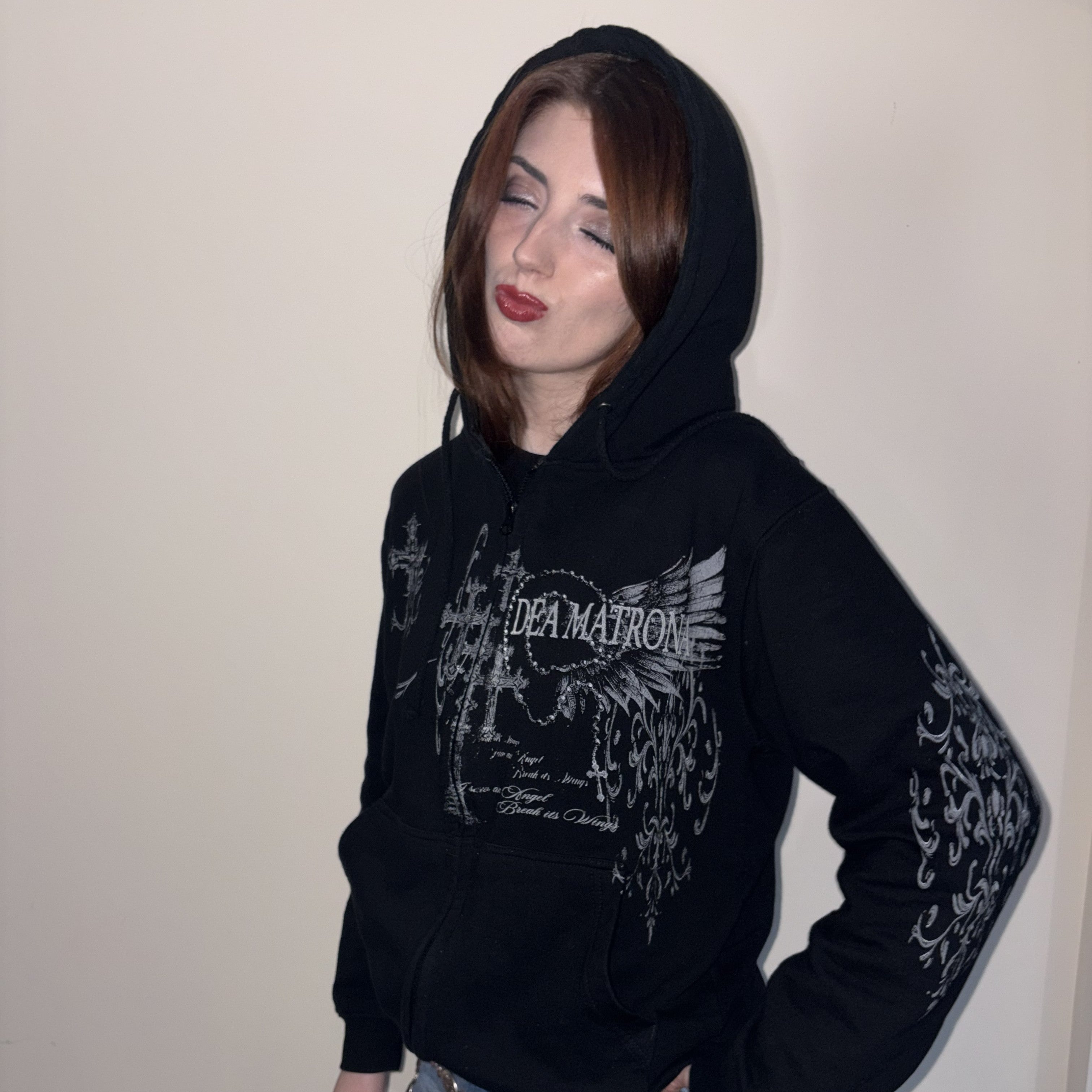 Dea Matrona Zip Hoodie Sweat noir à capuche