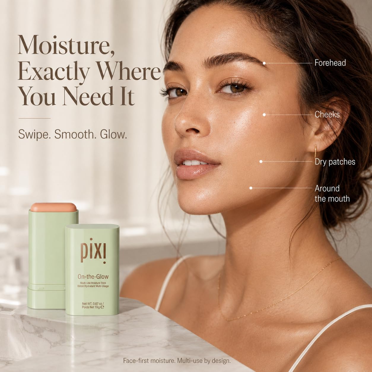 Pixi On-the-Glow Stick Hydratant Visage Transparent 19g Ginseng