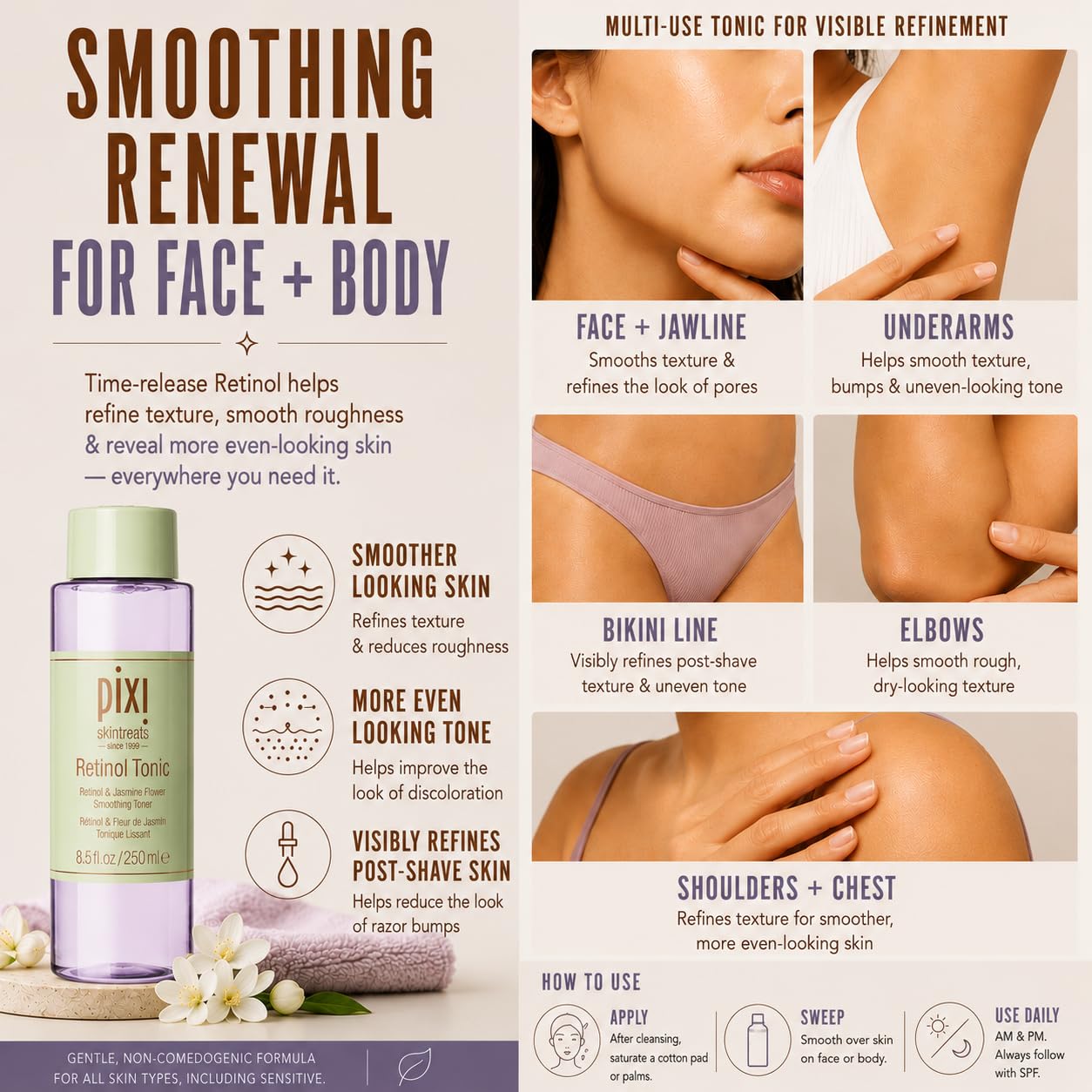 Pixi Retinol Tonic lotion visage rétinol 250 ml peptides